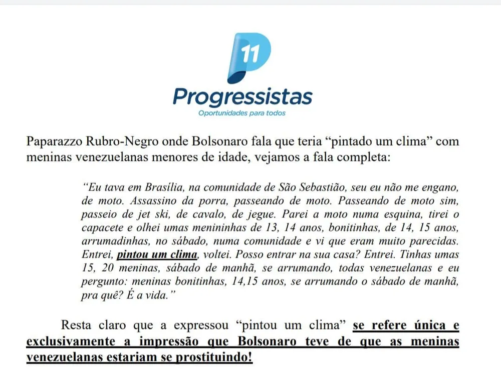 PP em defesa de Bolsonaro