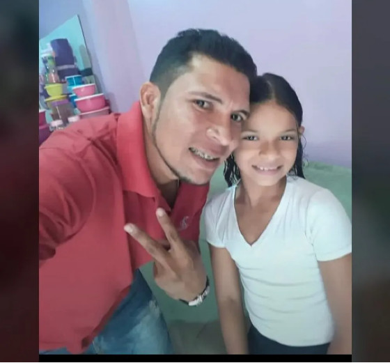 Getúlio Rodrigues Frasão Júnior, de 36 anos, e a filha Larissa Frasão de Almeida, de 12 anos