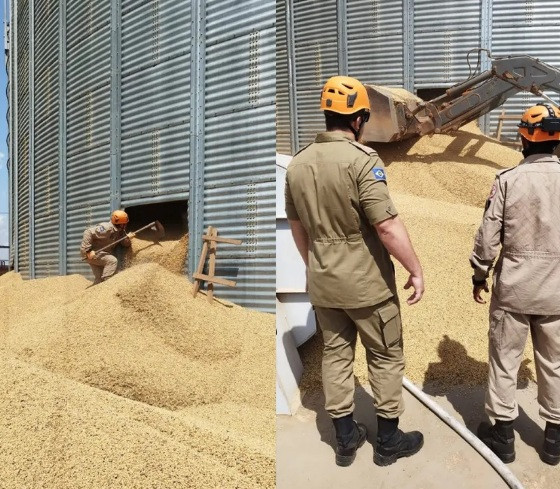 Trabalhador fica soterrado em silo com grãos em MT