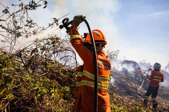 BOMBEIROS COMBATENDO FOGO