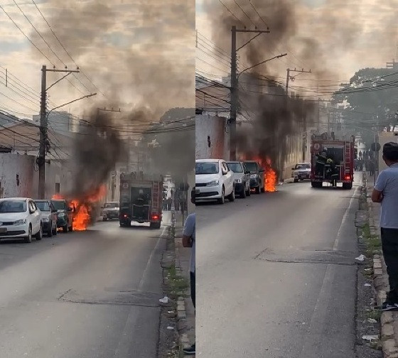 Carro pegando fogo 