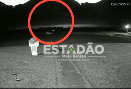 Câmeras registram momento em que avião é furtado de hangar no aeroporto de Juína 