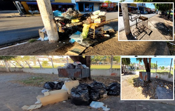 Lixo recolhido na rua Manaura, no bairro Pedregal.