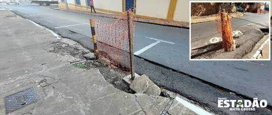 Passagem em frente ao antigo Shopping Cuiabá vira obstáculo perigoso para pedestres