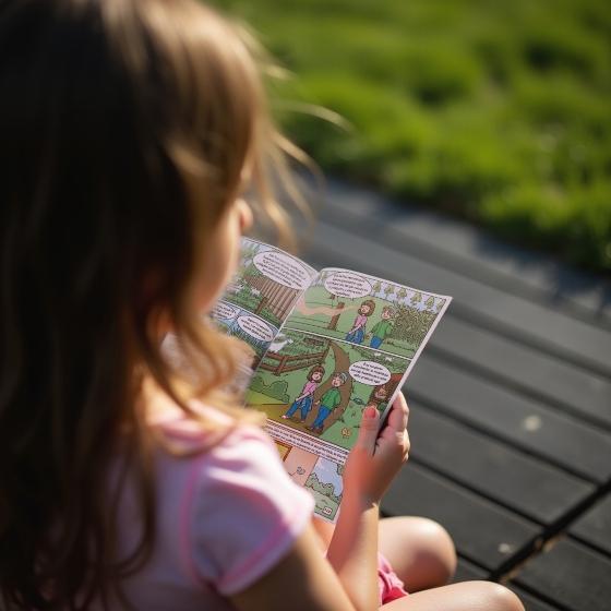 CRIANÇA COM GIBI MENINA REVISTA