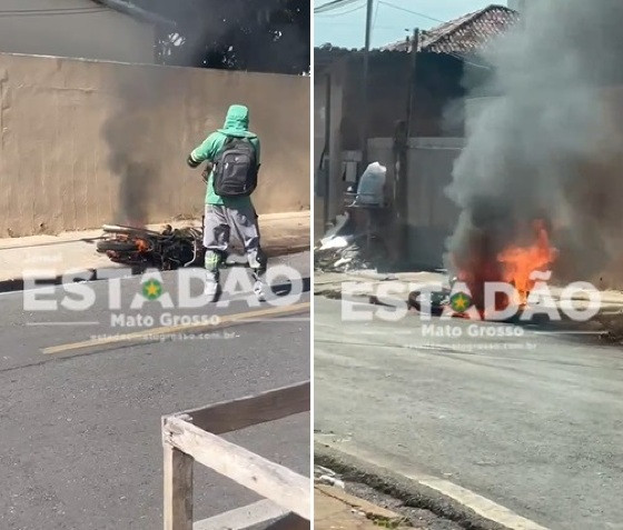 moto pegando fogo