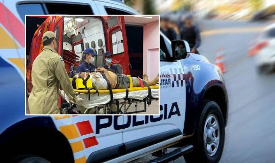 Homem armado tentou matar esposa e acabou desmaiado por populares que o imobilizaram com um mata-leão.