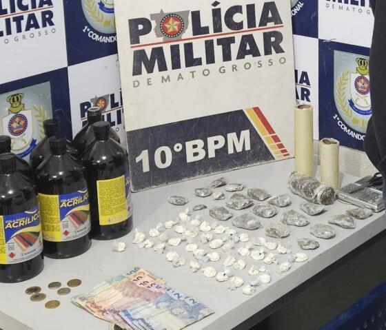 Com o suspeito, a PM também apreendeu sete litros de substância conhecida como “loló”