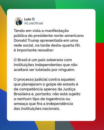 Lula responde publicamente Donald Trump