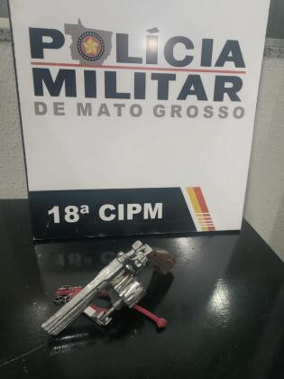 Com o suspeito, foram apreendidos um revólver calibre .22 e dez munições do mesmo calibre.homem por porte ilegal de arma de fogo em São José do Rio Claro