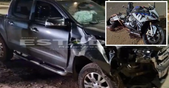 Moto esportiva foi atingida por caminhonete na MT-010, em Cuiabá