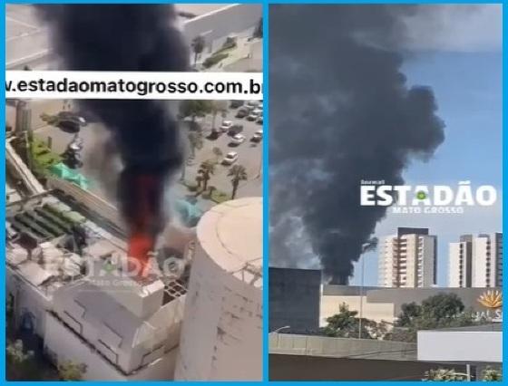 Coluna de fumaça pode ser vista ao longe