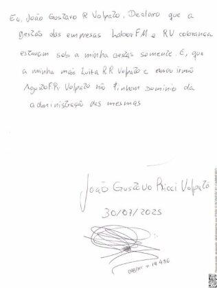 João Volpato escreveu carta para inocentar mãe e irmão