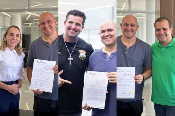 Abilio Brunini, ao lado dos vereadores Katiuscia Manteli, Rafael Ranali e Ilde Taques.