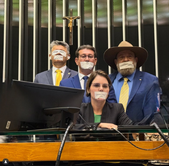 Coronel Fernanda, Medeiros e Barbudo durante ato em Brasília