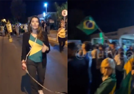 Protesto em condomínio de Bolsonaro